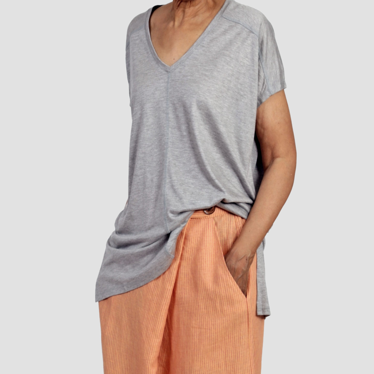 LELAND TUCK TEE Grey Marl