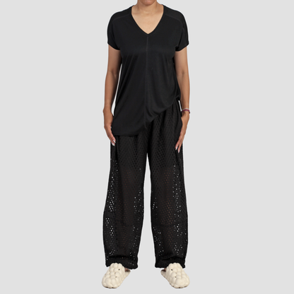 BRODERIE CINCH PANT Onyx