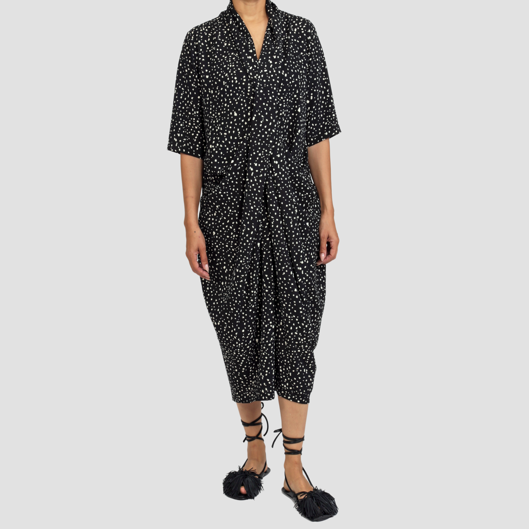 LYDIA TWIST DRESS Black/Ivory