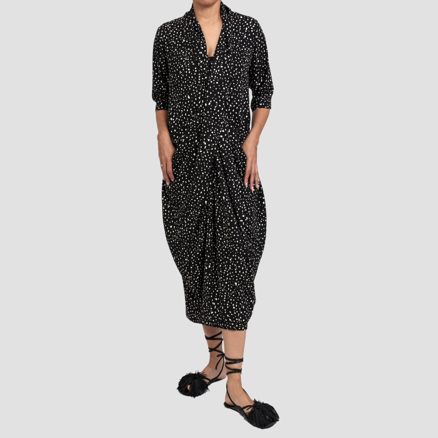 LYDIA TWIST DRESS Black/Ivory