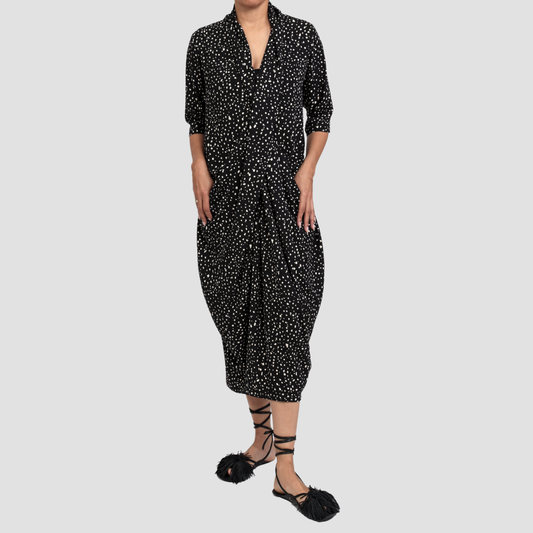 LYDIA TWIST DRESS Black/Ivory